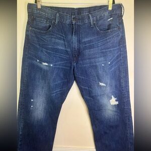 Levi’s 569 Mens 38x30 Jeans Dark Wash Distressed Denim Loose Fit Straight Leg